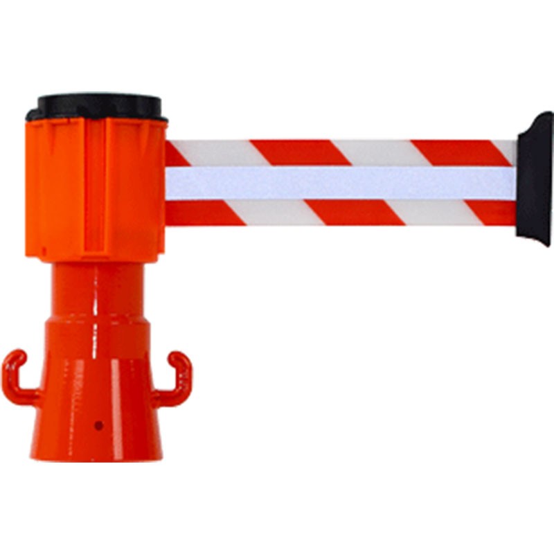 Dérouleur à sangle rouge/blanc rétroréfléchissant 3mx5cm pour balise